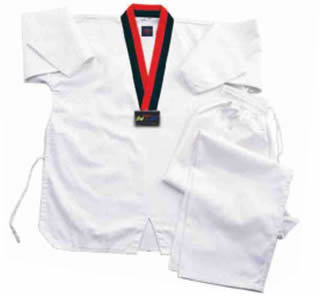 Taekwondo WTF Dobok for Adults (Red and Black V)
